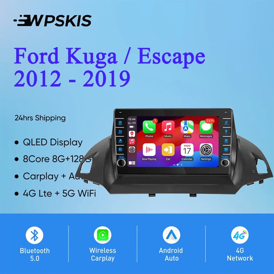 8G Ram 128GB Auto Auto Radio Video Audio A/V Musica Lettore DVD GPS Navi HU Per Ford Kuga Escape 2012 - 2019 Carplay Auto DSP RDS