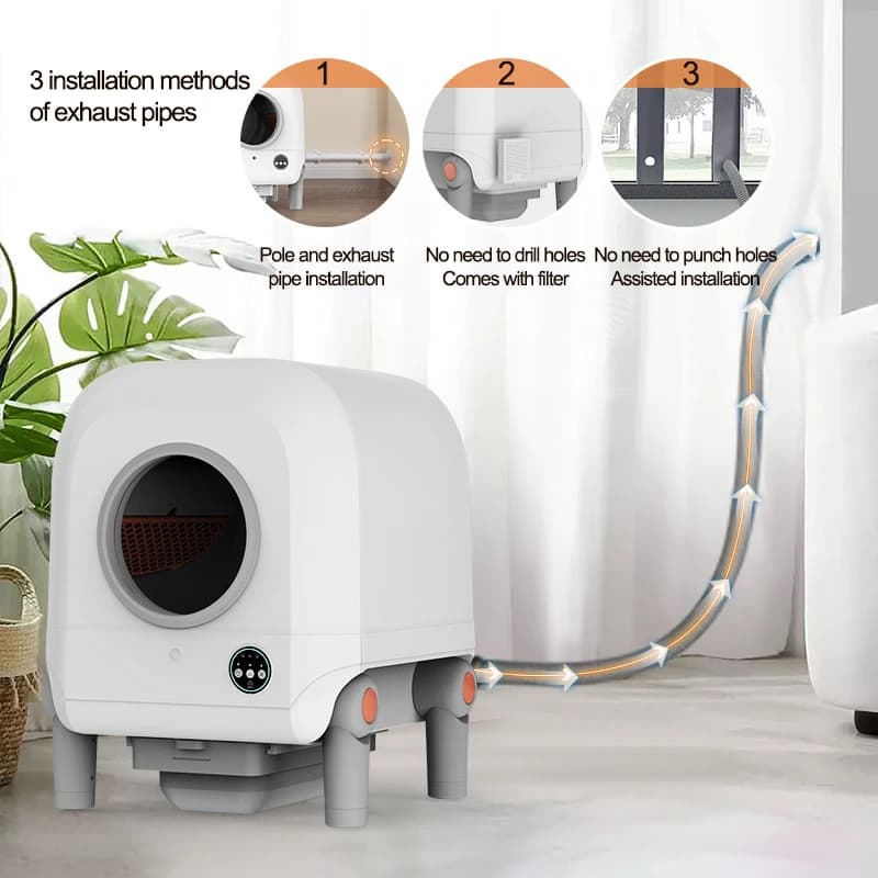Lettiera autopulente intelligente per gatti, toilette grande per gatti, controllo remoto automatico tramite app per pulire la lettiera