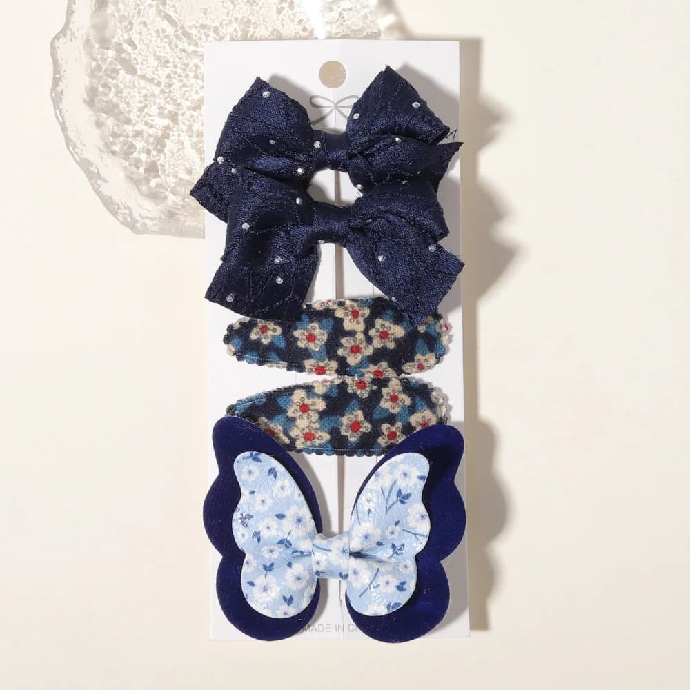 5PCS/set Exquisite Bow Hair Clip,3 Children's Bow Clips ,2 BB Clips, Cute Girl's Hair Accessory Set for Children and Babies