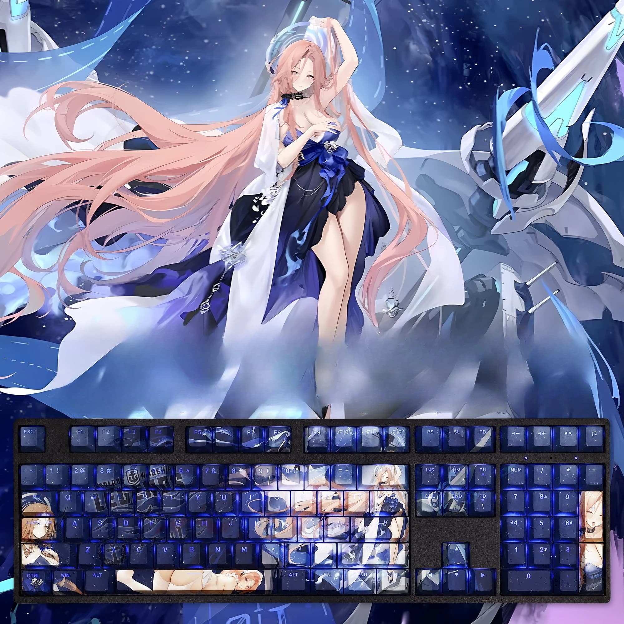 108 Keys/Set Lexington Azur Lane Cute Sexy Girl PBT Keycaps Cherry Height for MX Switch Mechanical Keyboard Game Custom
