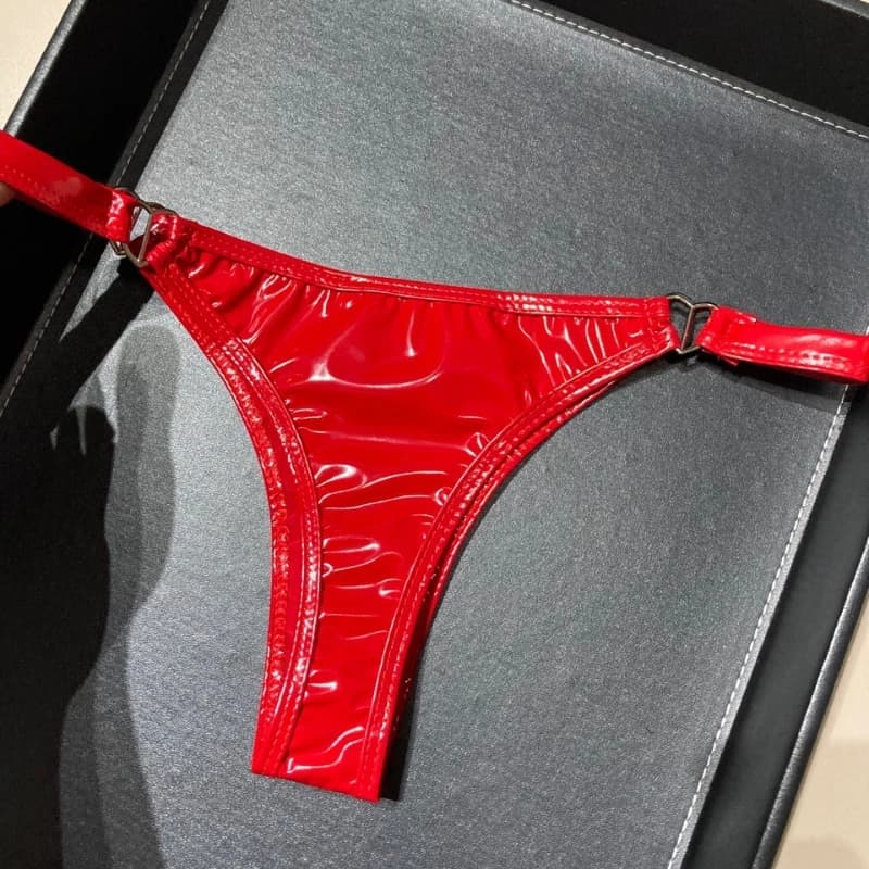 Shiny Faux PU Leather Briefs Wet Look PVC Sexy Panties Women Low Waist G-string Low Waist Underwear Thongs Bragas Mujer