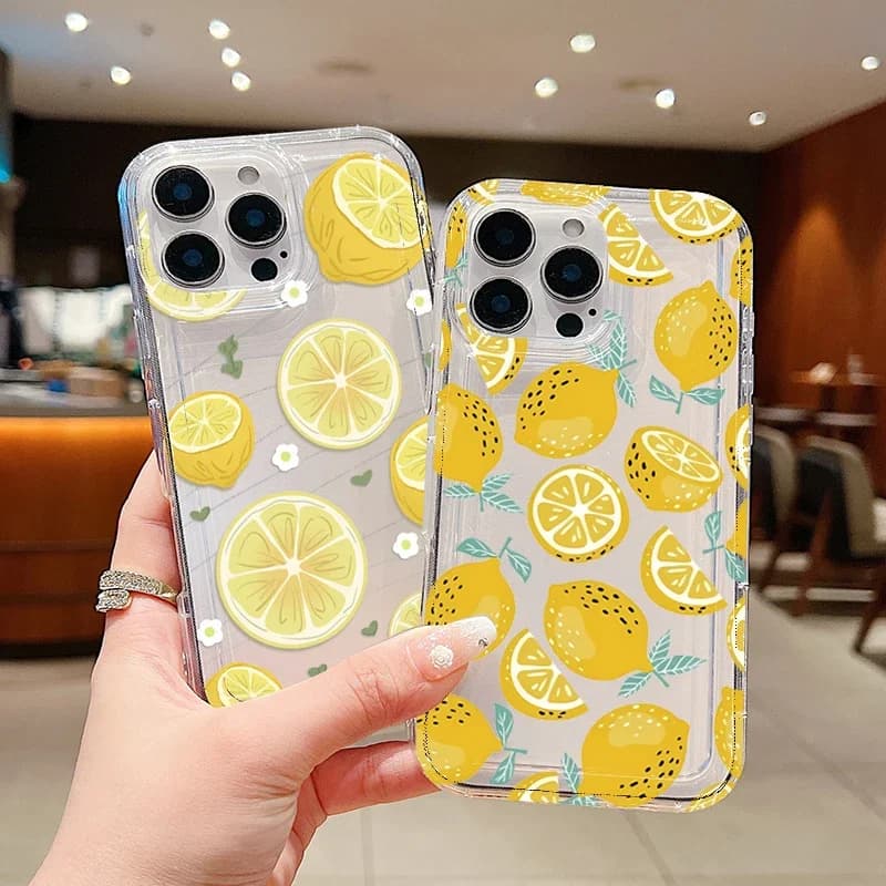 Summer Fruit Lemon Flower Phone Case For iPhone 16 15 14 13 12 11 Pro Max XS X XR Plus Mini SE 2020 2022 Transparent Coque Funda