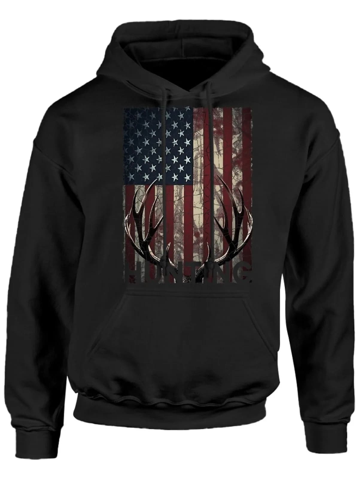 Felpa con cappuccio stampata modello serie bandiera americana cervo da caccia alla moda da uomo Street Style velluto spesso adatto per regali di festa
