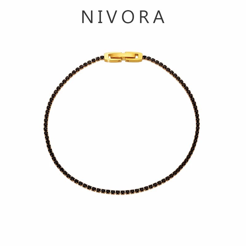Nivora Bracciale da tennis in acciaio inossidabile con zirconi lucidi multicolori completi per le donne Gioielli da polso a catena sottile con fascino per fidanzamento nuziale
