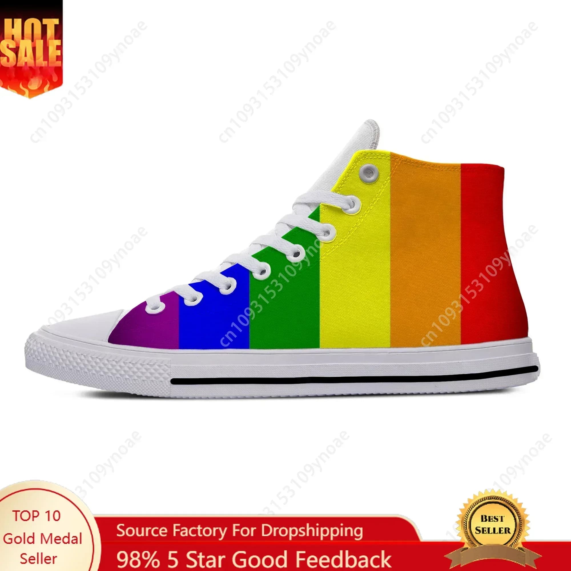 Estate Arcobaleno LGBT Gay Pride Bandiera Lesbica Divertente Moda Casual Scarpe di stoffa Scarpe da ginnastica alte leggere e traspiranti per uomo e donna