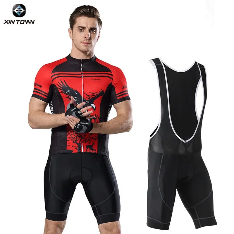 ♪ Cycling suit with summer strap New bicycle Top and cycling shorts for men sports clothing Men's cycling clothing Men's cycling shirt