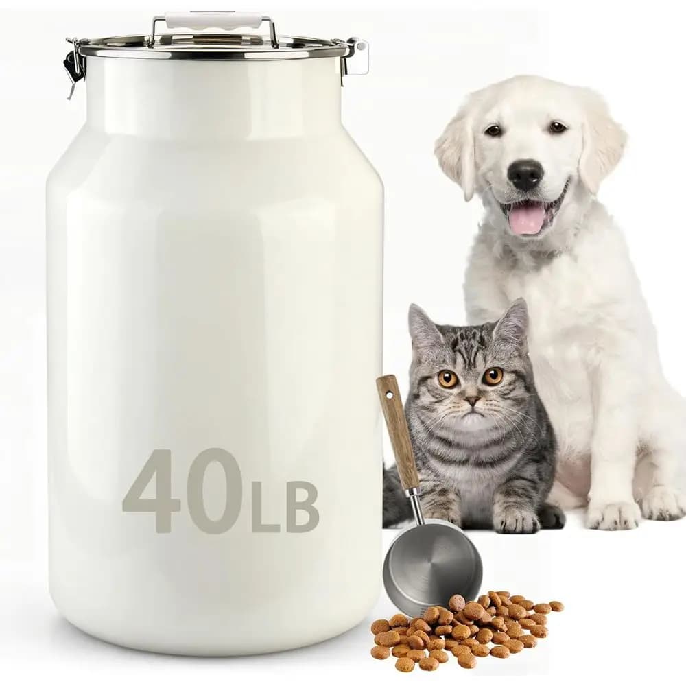Contenitore per Cibo per Animali Domestici in Acciaio Inox da 40 lb/38 Qt con Coperchio Ermetico e Paletta