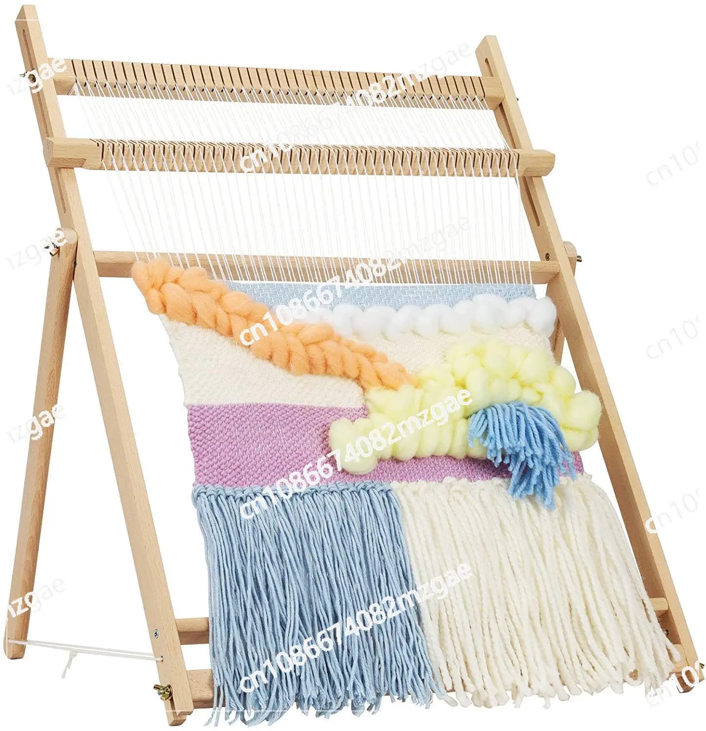 Loom with vertical wooden tapestry, weaving machinery and craftsmanship, cultivating the creativity of beginners to weave