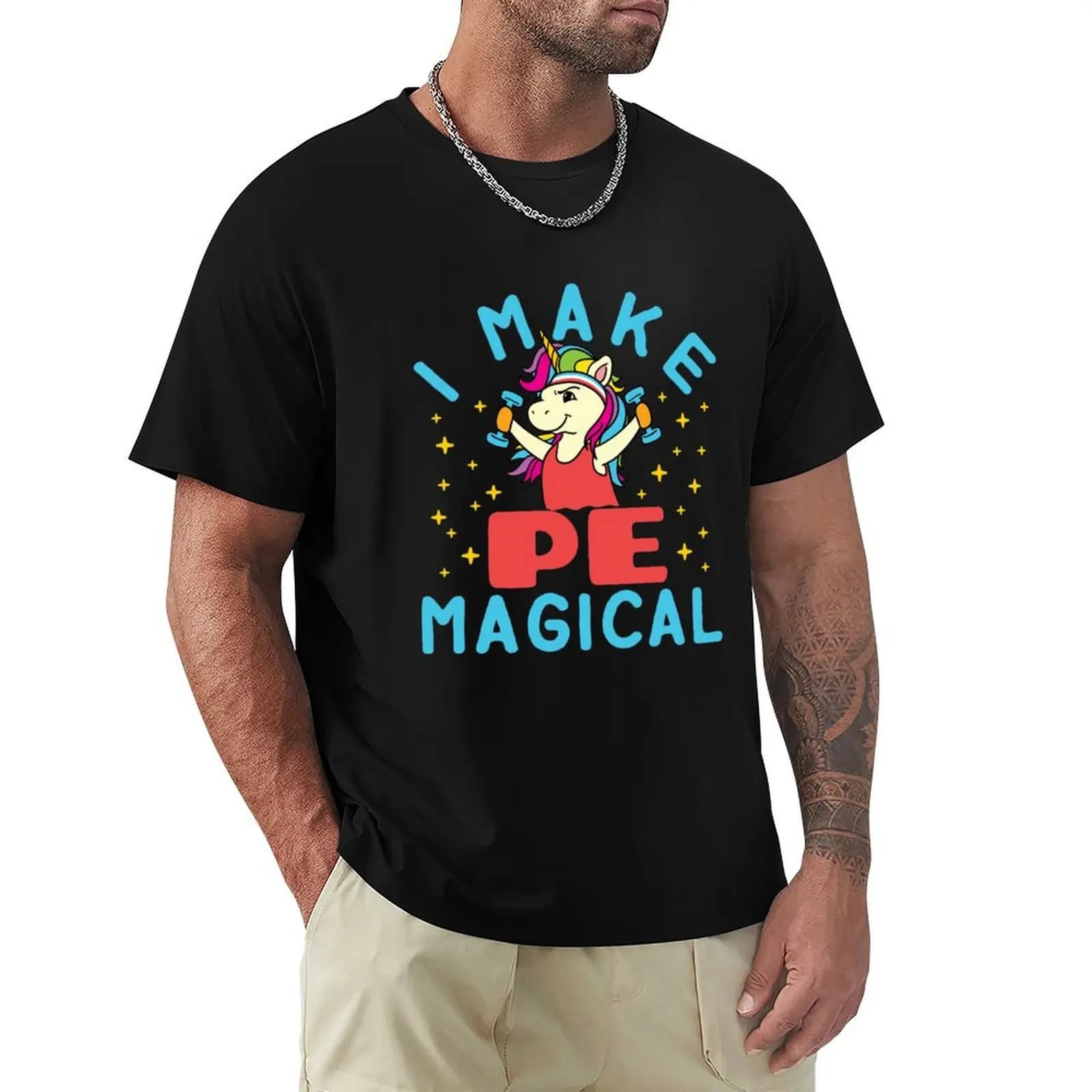 PE Teacher Unicorn I Make PE Magical T-Shirt T-shirt casual di grandi dimensioni