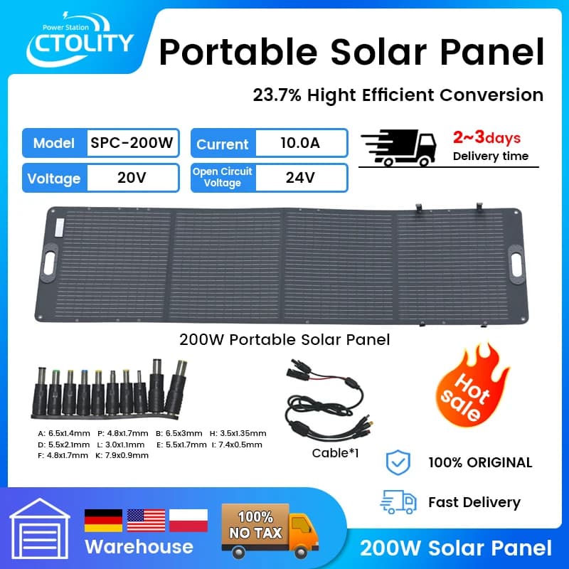 200W Flessibile ETFE Nuovo Pannello Solare Rigido Pieghevole 12V a 24V Monocristallino Per Il Campeggio IP68 Impermeabile Magazzino UE Spedizione