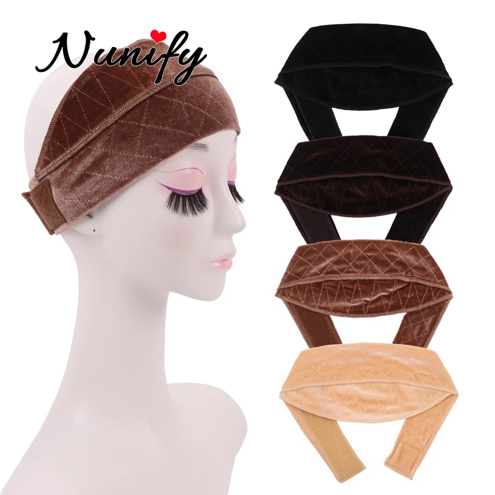 Adjustable half Wig Grip Cap No Slip wig grip band Wig Installation Tool With Lengthened Velcro Velvet Band for Glueless Wigs