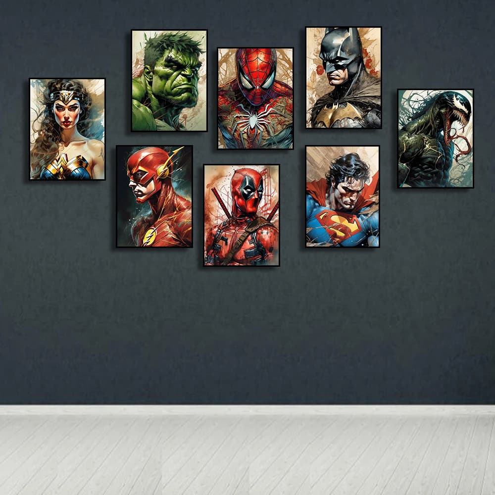 Marvel Movie Art Poster Spider Man Iron Man Deadpool Diamond Painting Classic Anime Character Mural Home Wall Decoration Gift