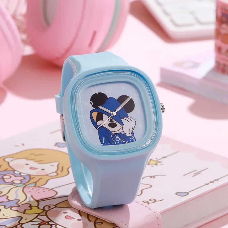 Moda blu Topolino Orologi per bambini per ragazzo Rosa quadrante grande quadrato Minnie Orologio da donna per ragazze per bambini Studenti Orologio al quarzo