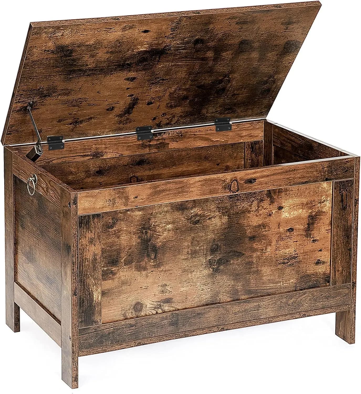 Retro Wood Storage Chest Safety Hinge 29.9x15.7x18.9in 220LB Rustic Brown Dual-use Toy Box Entry Bench