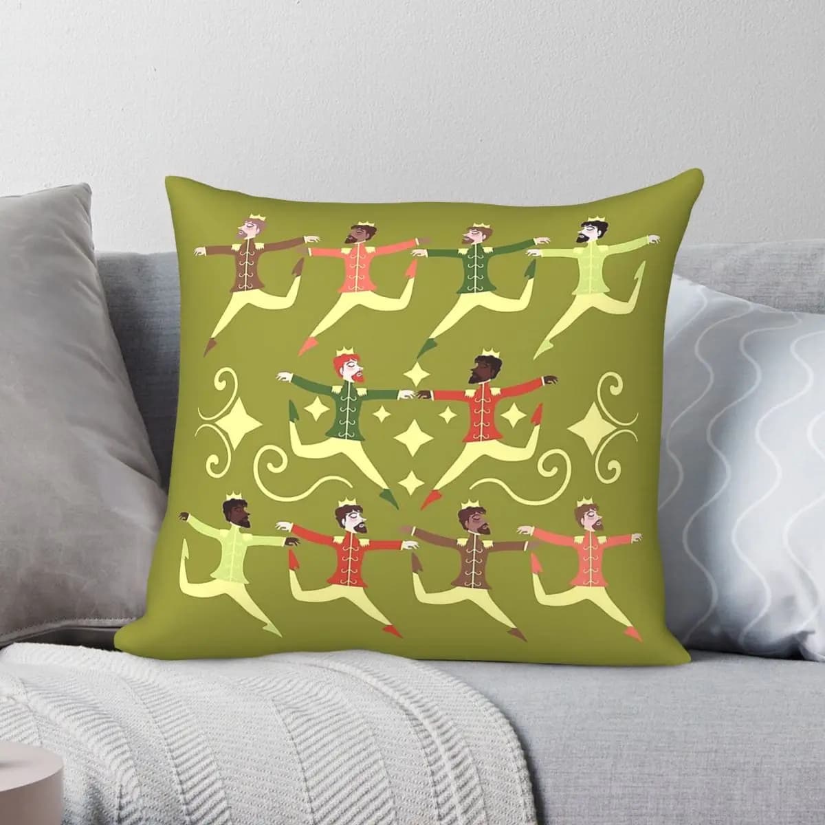 Ten Lords A-Leaping Pillowcase Polyester Linen Velvet Printed Zip Decor Sofa Cushion Cover 18"