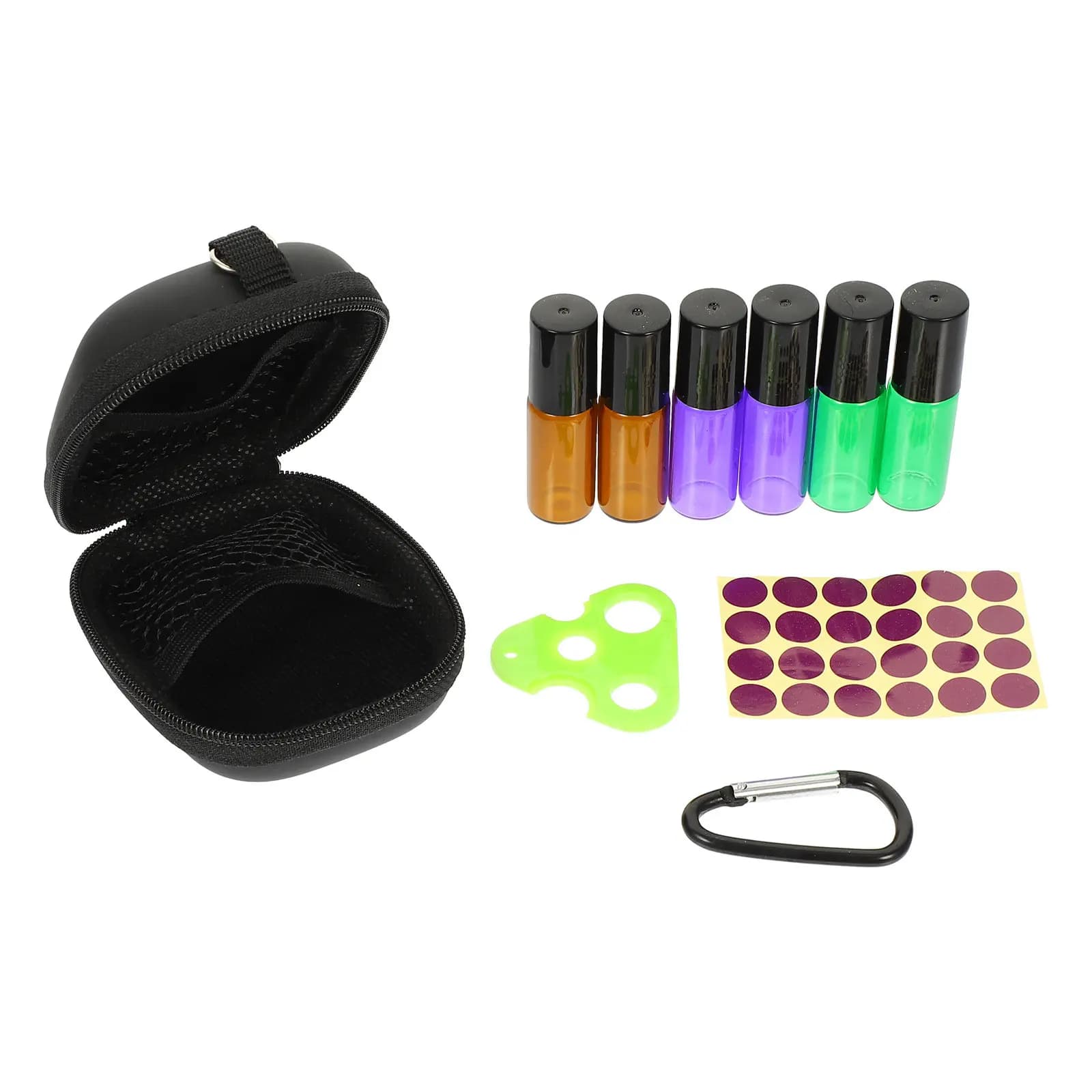 Set di 1 Borsa per Oli Essenziali con Flaconi Roll-on in Vetro Ricaricabili, Bottiglie Vuote a Prova di Perdite, Flacone Portatile per Profumo da Viaggio