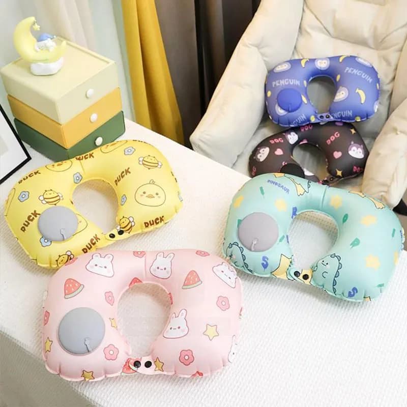 Cuscino da viaggio per cartoni animati a forma di U per le donne cuscino per il collo gonfiabile portatile Super leggero viaggio aereo ufficio sonno Essentials