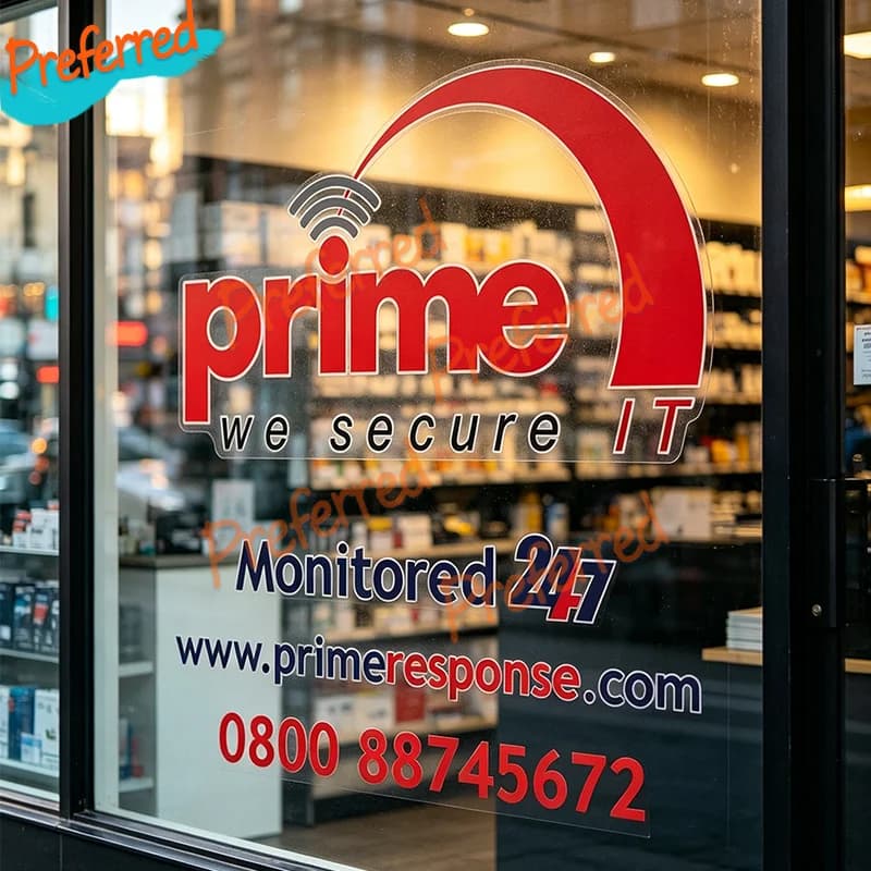 Custom Business Logo Sticker Decal Upload Image- REPLACEMENT STICKER FOR A BURGLAR ALARM BELL BOX EXCELLENT SECURITY DETERRENT