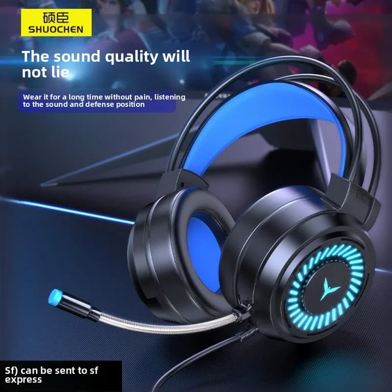 Gaming Headset G58 7.1 Surround Noise Cancelling, Over-ear PC Wired Headphones 50mm Drivers USB/3.5mm Mic Comfort RGB Light
