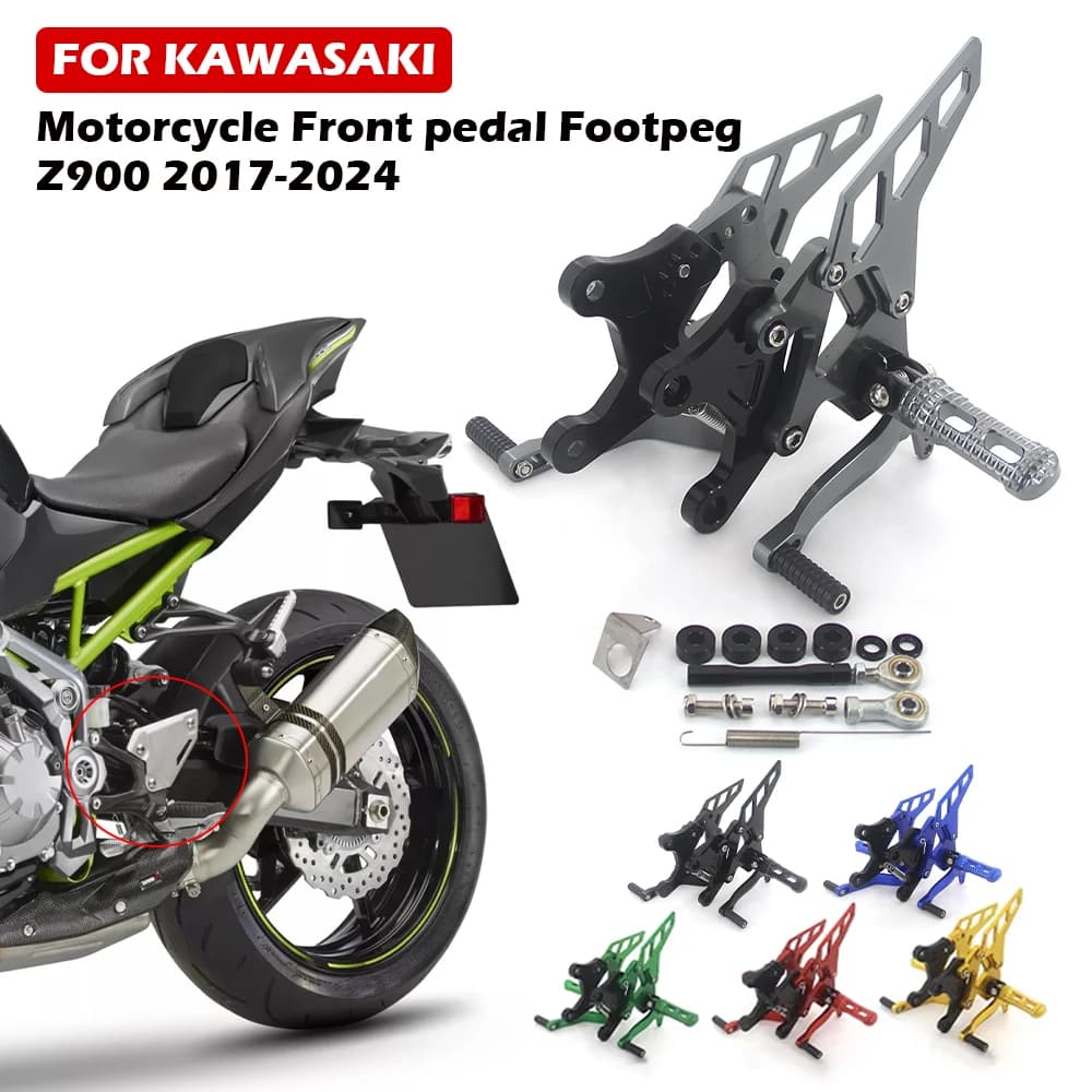 Per Kawasaki Z900 Z 900 2017-2024 2018 2019 2020 2021 CNC Pedale anteriore regolabile Pedana posteriore Set Pedale Peg Pedale Accessori