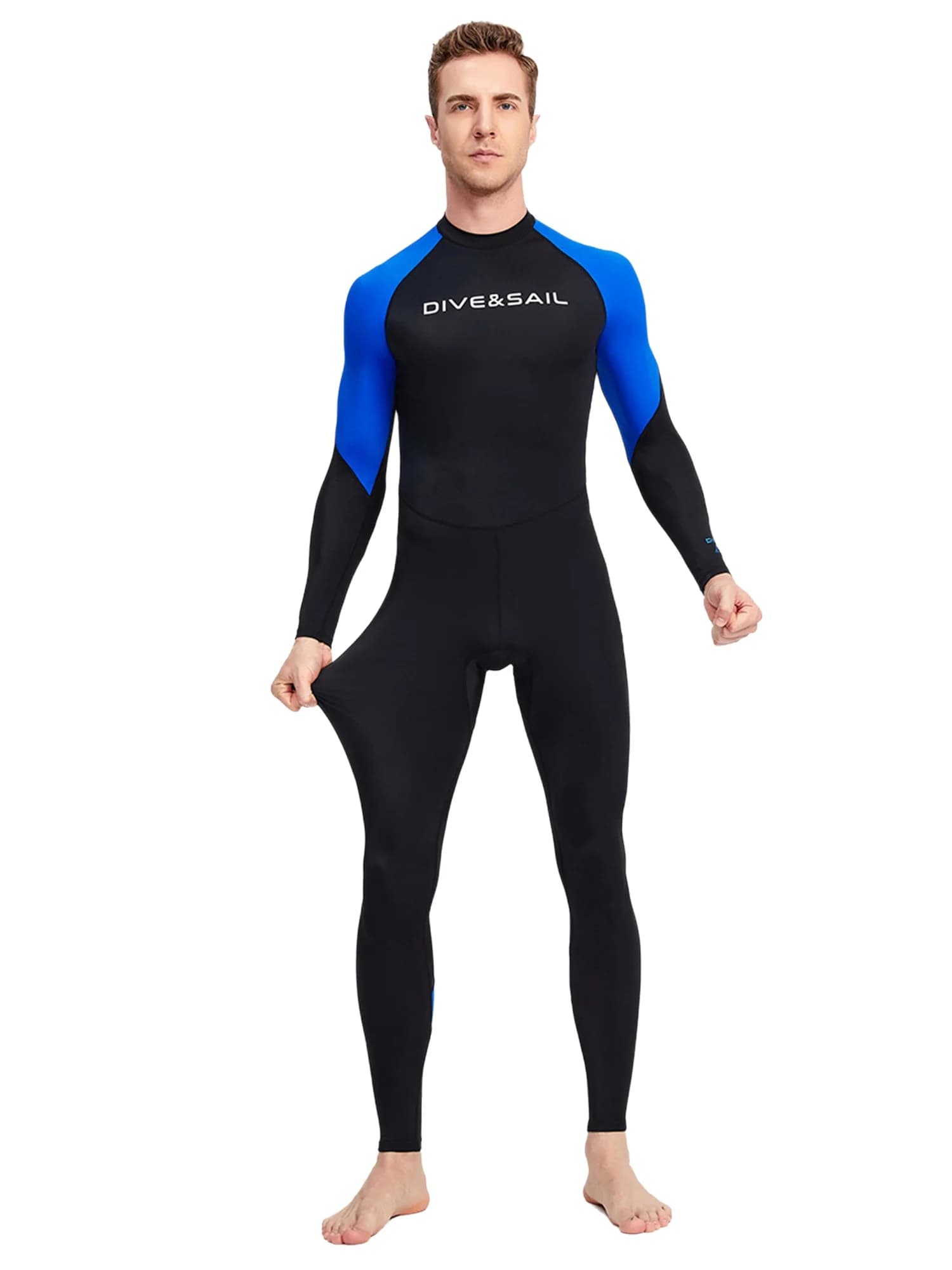 Costume da bagno intero da uomo, tuta da nuoto a maniche lunghe, protezione solare completa, tuta da immersione ad asciugatura rapida per allenamento di nuoto