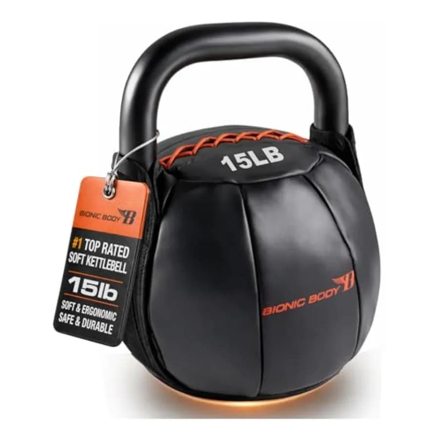 Kettlebell Morbido con Maniglia per Allenamento di Forza, Condizionamento e Esercizi Total Body, Nero/Grigio, Impugnatura Ergonomica, per Palestra Domestica e Crossfit
