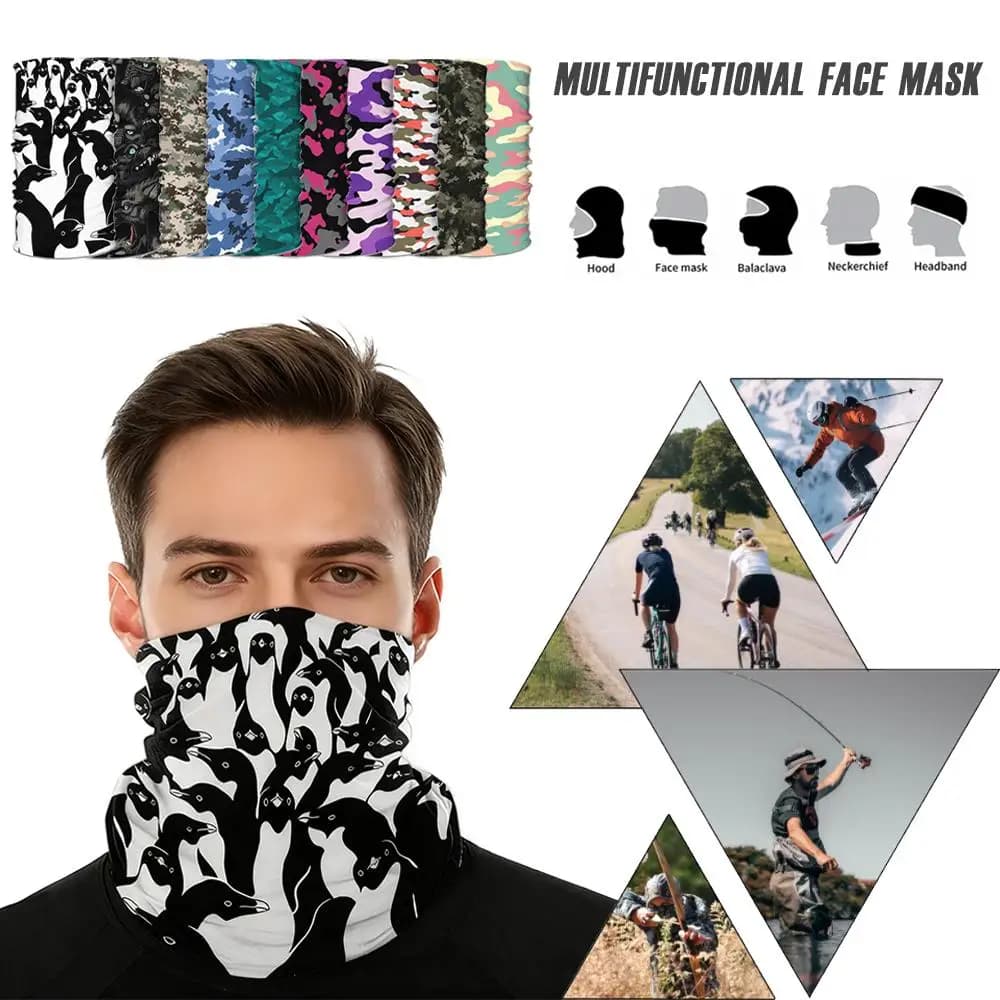 Pinguino 3D stampato collo guardaroba modello mimetico caccia maschera per il viso moda multifunzionale protezione solare copricapo da ciclismo