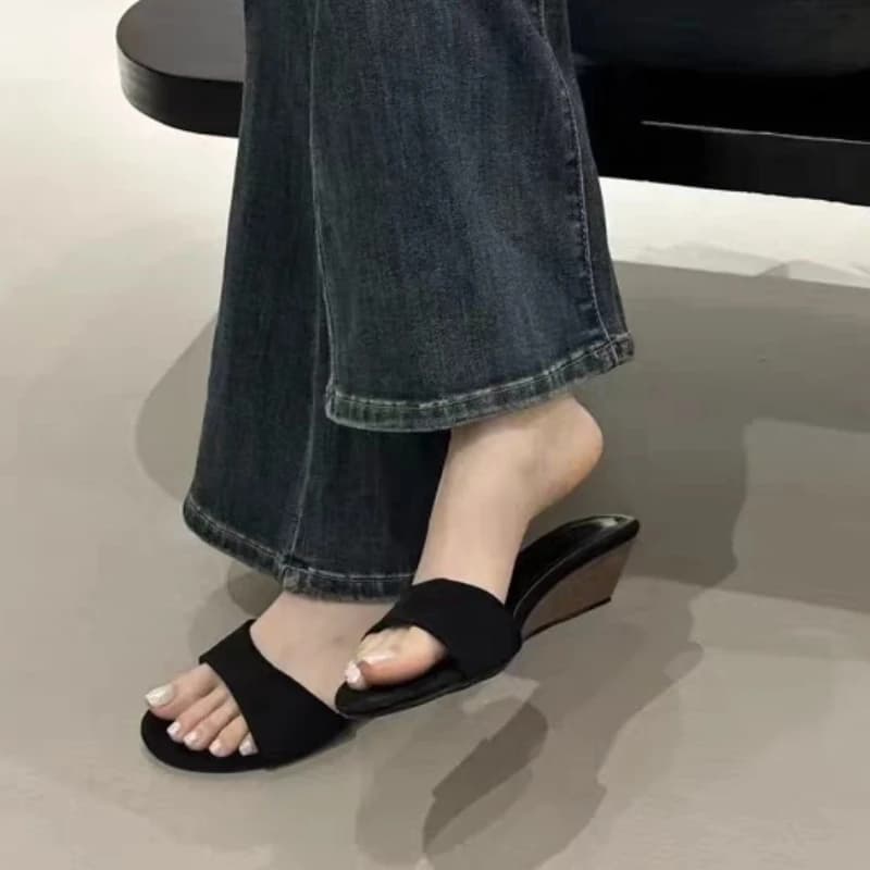 Sandali Vintage Estivi con Stampa Leopardata per Donne, Ciabatte alla Moda con Punta Aperta e Tacco a Zeppa, Sandali Casual da Spiaggia Stile Gladiatore