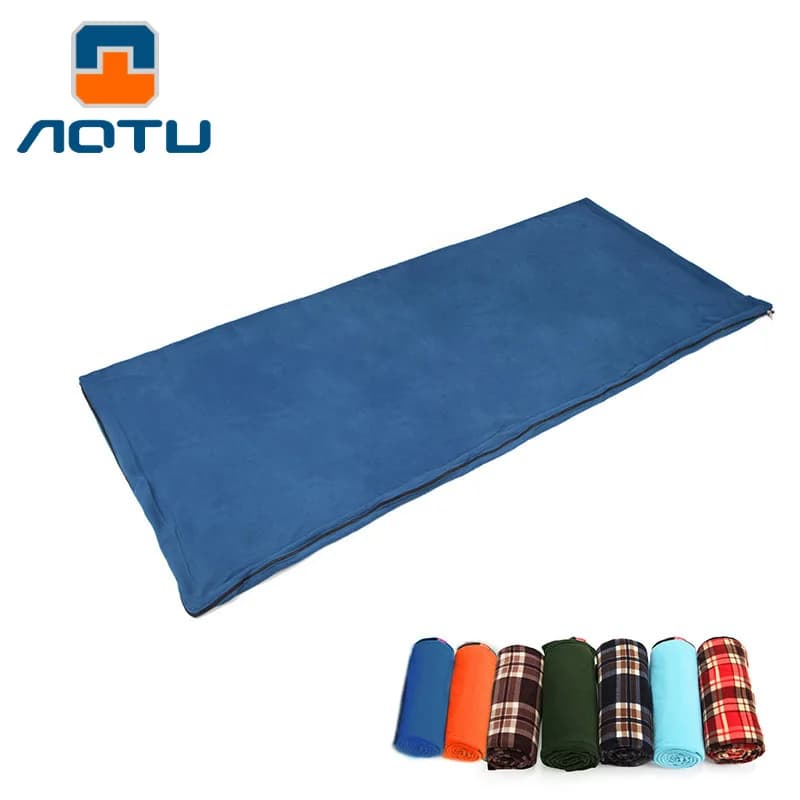 Fleece Sleeping Bag Liner Portable Ultralight Warm Sleeping Bag Insert Double Zipper Washable Camping Travel Business Trip Use