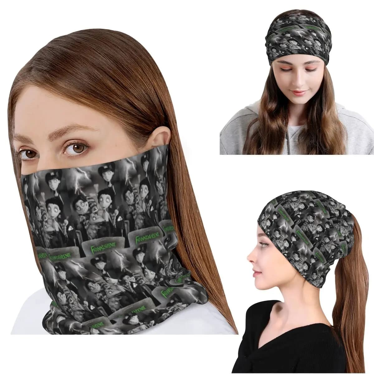 Frankenweenie Bandana Copricollo Sciarpa per il viso Maschera multiuso per il viso Cappello tipo berretto per uomo donna adulto antivento