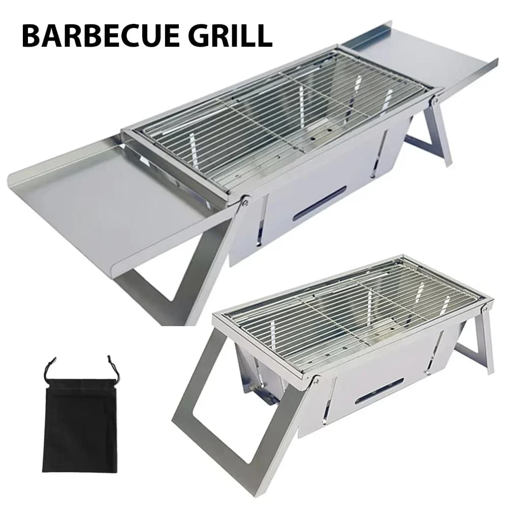 Stainless Steel Portable Barbecue Grill Foldable Coal Outdoor Set for Compact Travel Barbecue for Camping Barbecue with Picnic Grill