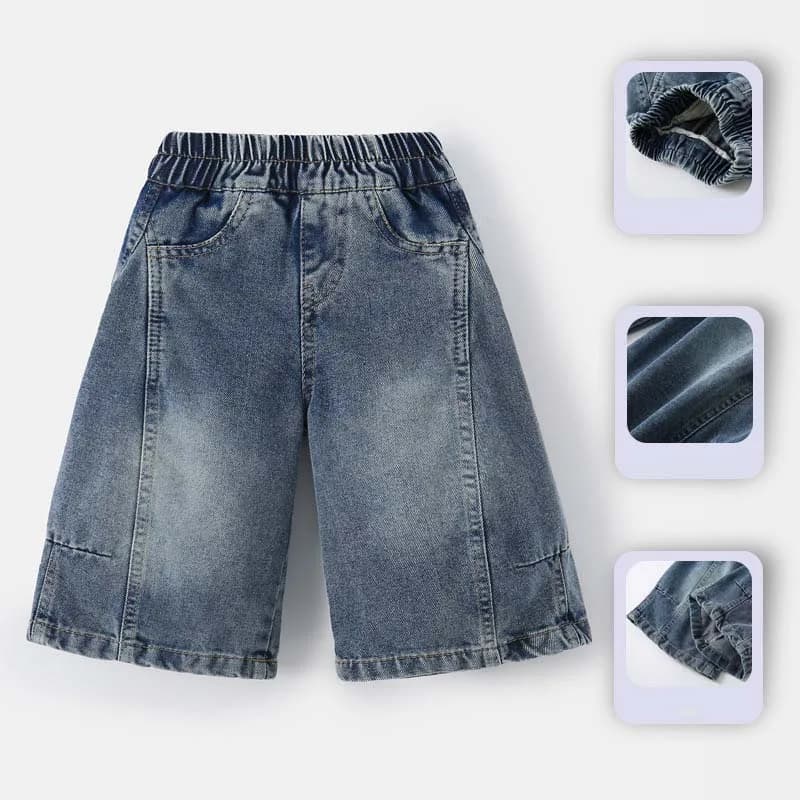 Jeans Primaverili RAISE 2026 per Bambine, Pantaloni Larghi in Cotone con Inserti, Vita Elastica, Denim per Bambine e Ragazze