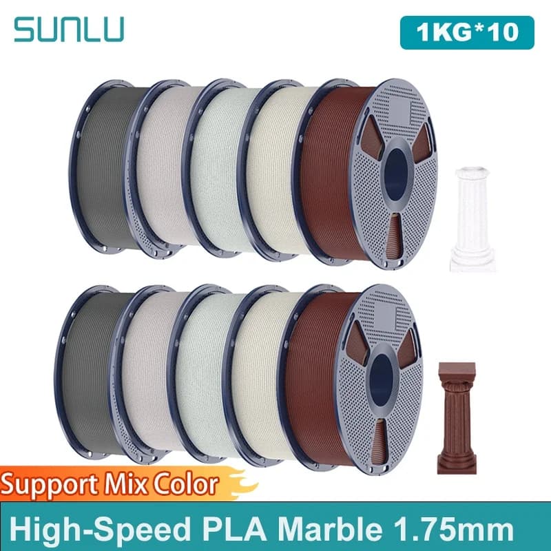 10 kg high-speed PLA Marble Filament 1.75 mm 1 kg (1.2 lb) High-speed printing for most FDM printers