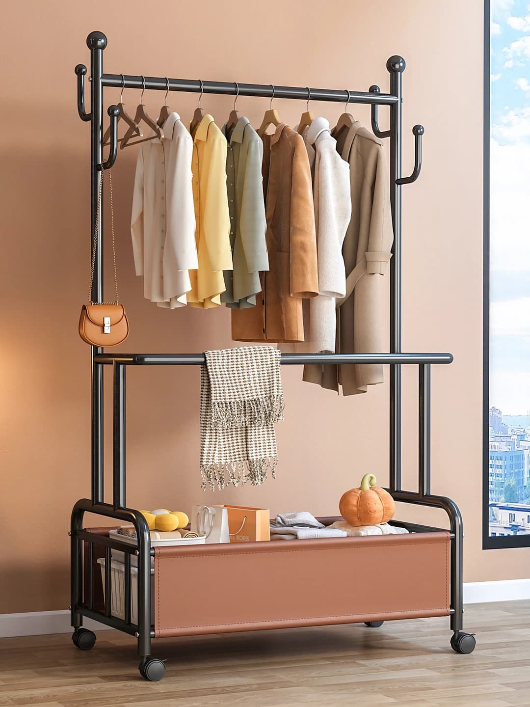 Simple and Moveable Interior Dresses, Nordic Style, Carbon Steel, Luxury, Multifunction, For Bedroom
