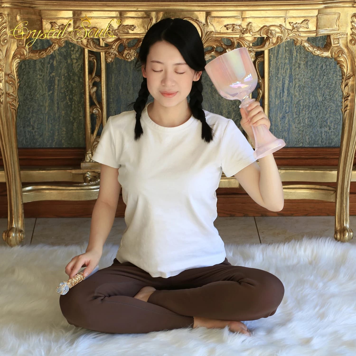 Crystal Soul 6" Classic Girl Pink Holy Grail Crystal Singing Bowl Sound Healing