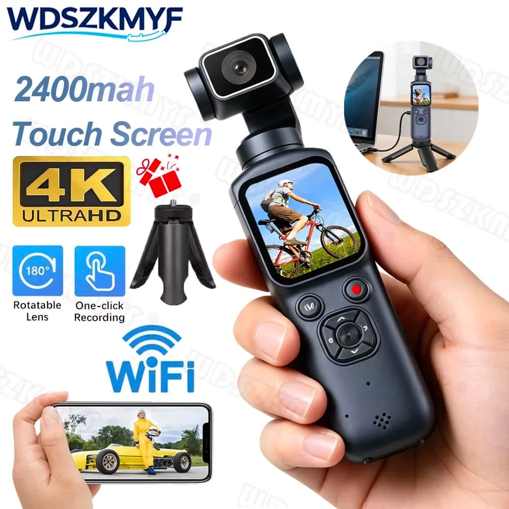 4K Action camera with 330° Face Tracking Gimbal Stabilizer & 1.72 Inch Touch Screen 2400mah WiFi Vlog Portable Sports Cam