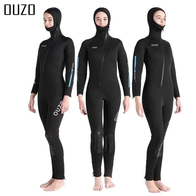Muta da Immersione Invernale Calda da Uomo, Monopezzo con Cappuccio, Spessore 5mm, Flessibile, per Surf e Snorkeling