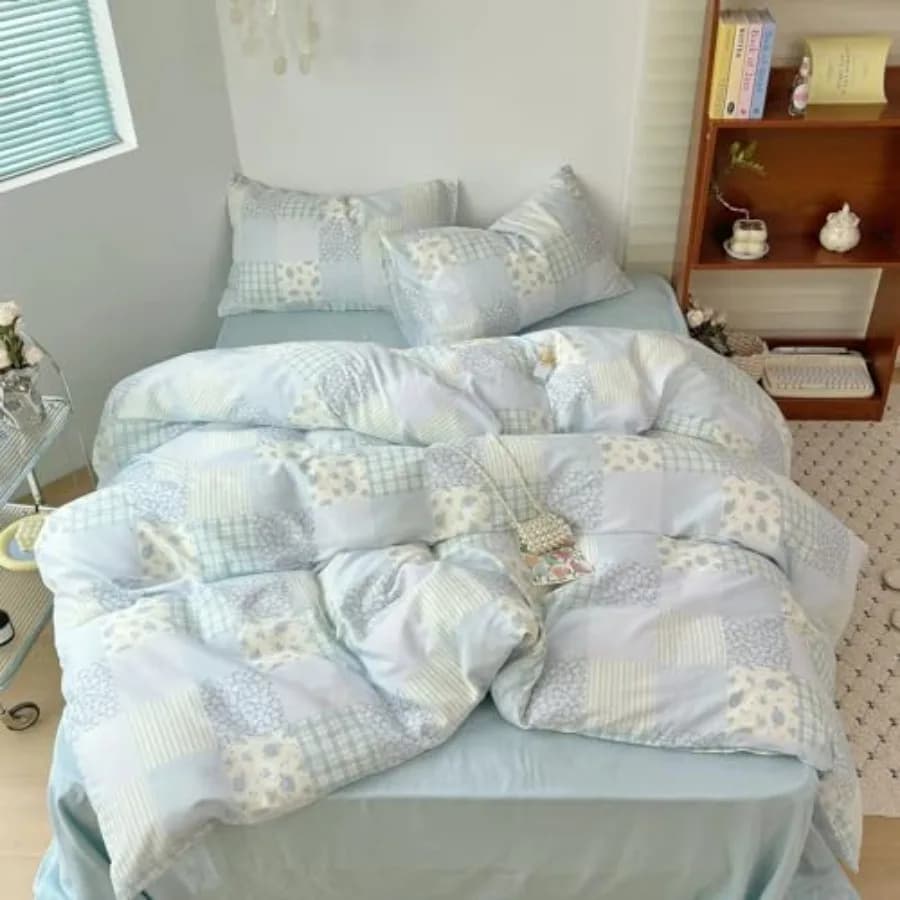 Luxury Muslin Cotton Duvet Cover Set Size, Light Striped Duvet Covers Breathable Comfy Bedding Comforter Cover for Summer, Zipp