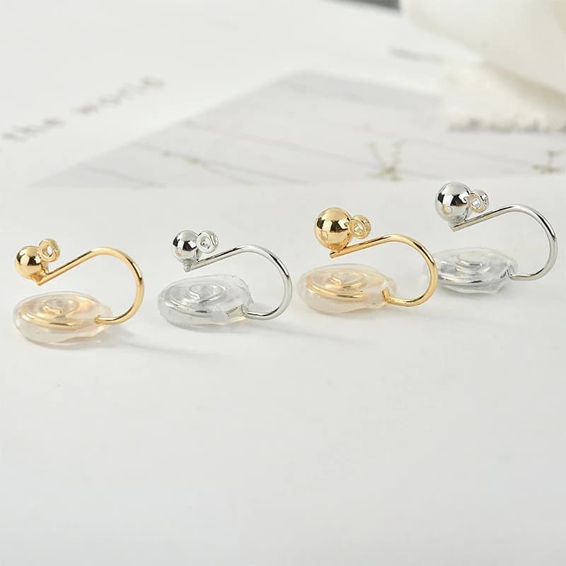Copper-plated 18K Gold No Ear Holes Beanie Tray with Hanging Mosquito Coil Tray Ear Clips DIY Earrings Material Accessories