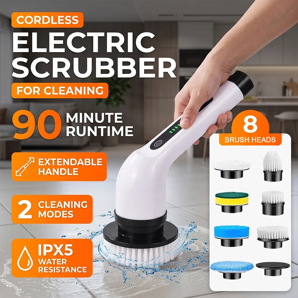 7-in-1 Wireless Rotating Electric Cleaning Brush - Household Multi-scene Scrubber for Bathroom, Kitchen & Toilet Deep Cleaning