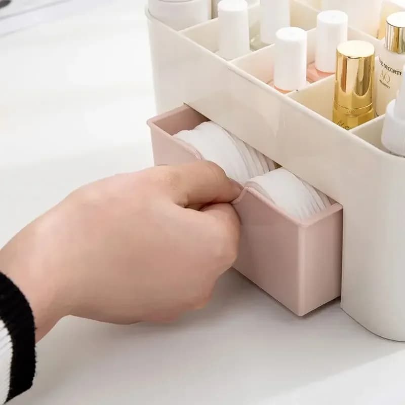 Acrylic Cheats Organizer with Drawer, Cosmetic Door Box Carin, Wallet Brushes and Drawstrings Cotton, from Bedside Table, Quick Shipping USA