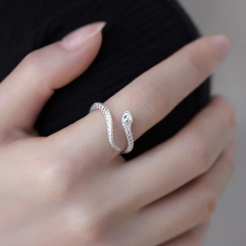 Exquisite And Fashionable Snake-Shaped Design Ring, Lucky Snake Small Snake, Niche, Versatile, Cool Style, Opening Ring for Birthday Anniversary, Christmas As a Lucky Gift for Holidays