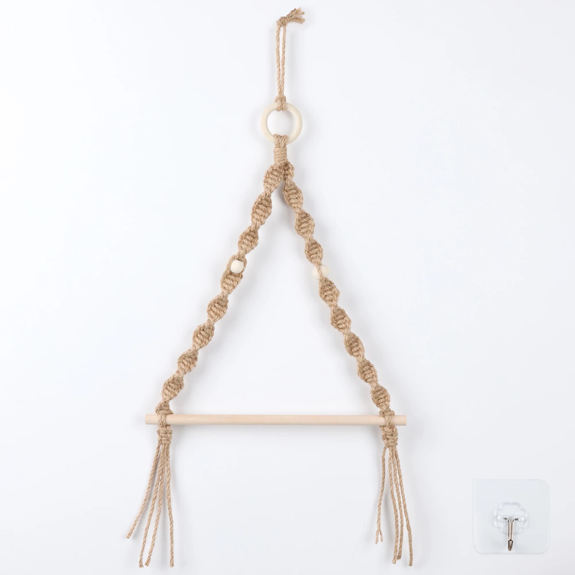 Boemia intrecciata a mano in canapa a parete con perline di legno, rotolo di carta, portasciugamani, portaoggetti per fazzoletti in famiglia, decorazione per la casa