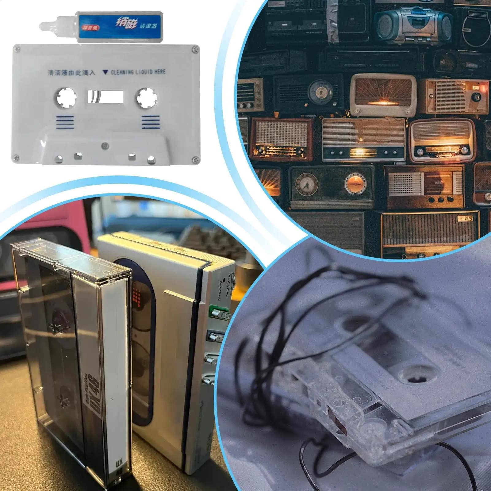 Cassette Tape Head Cleaner Demagnetizer Kits Audio Player Deck Home Tape Player Cleaning supplies Recorder Cleaner Fluids