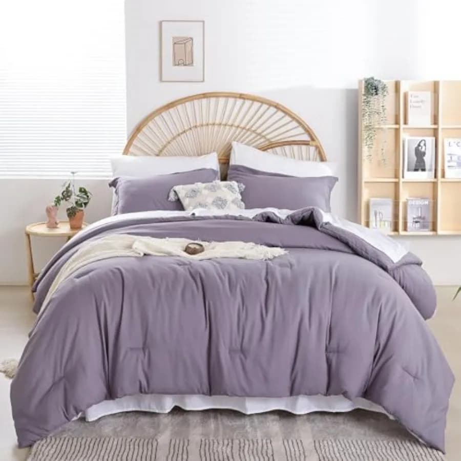 Set Copripiumino 7 Pezzi Grigio, Set Biancheria da Letto con Lenzuola, Set Completo per Donna e Uomo