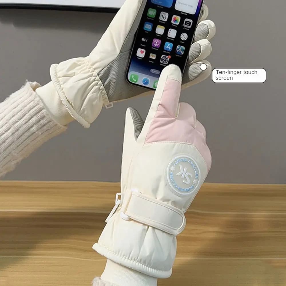 Guanti da Ciclismo con Touchscreen, Guanti da Sci Invernali Spessi e Caldi, Guanti da Moto Antivento Carini per Donne