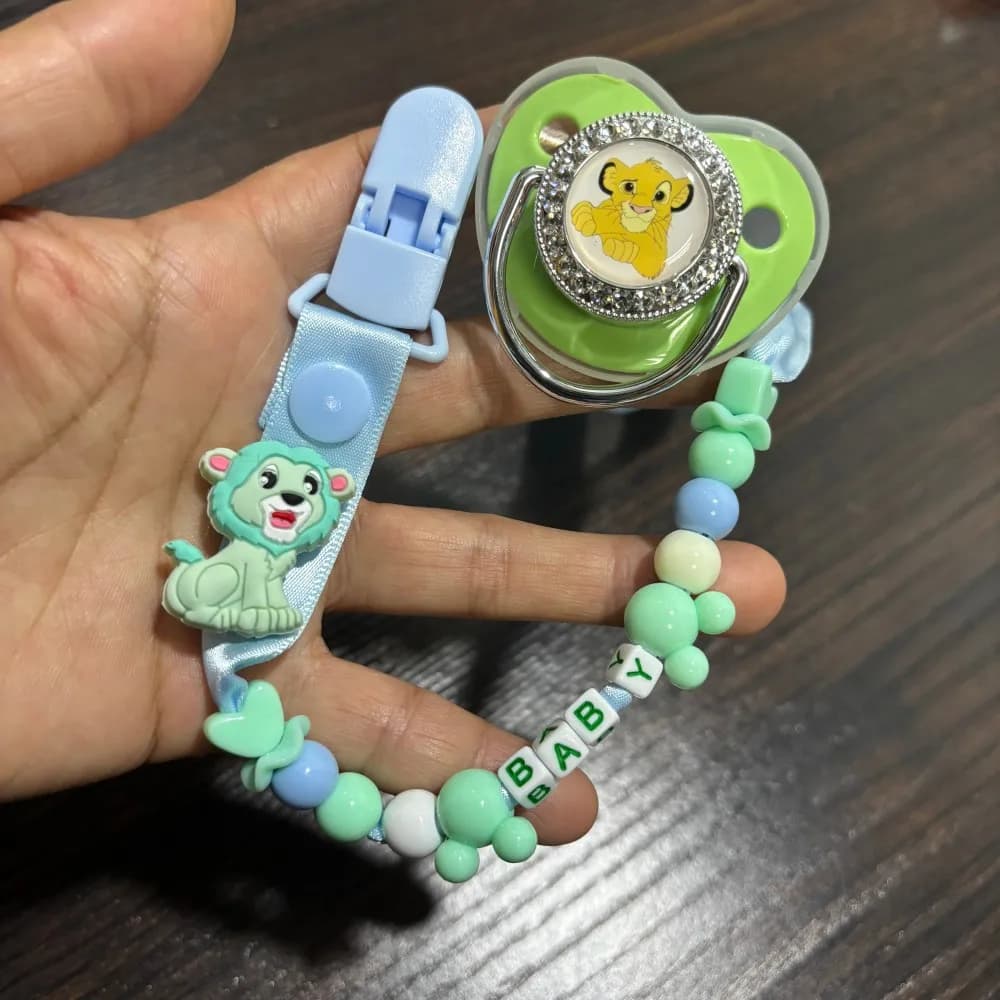 Lovely Personalized Pacifier Clip with Newborn Comfort Pacifier Anti-Drop Soother Clip Soft Nipple Safe Binky for Baby Boys Girl