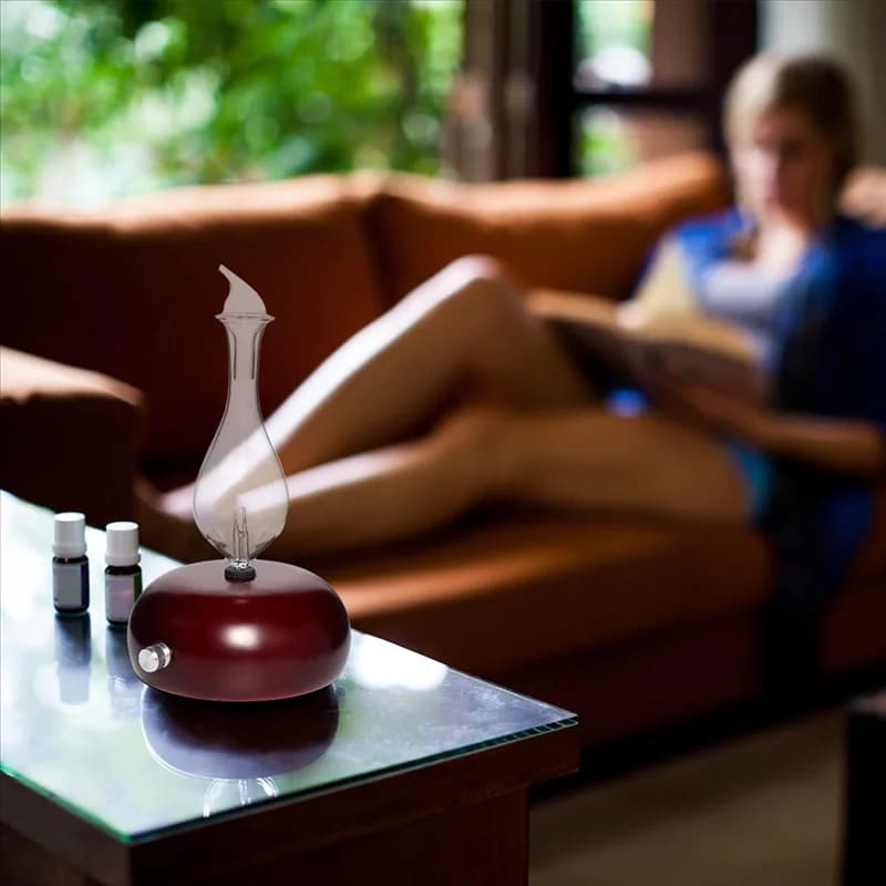 25ML Legno massello di vetro Diffusore di aromi automatico Silenzioso Olio essenziale Atomizzazione Umidificatore per camera da letto Ufficio Mogano-Nuovo