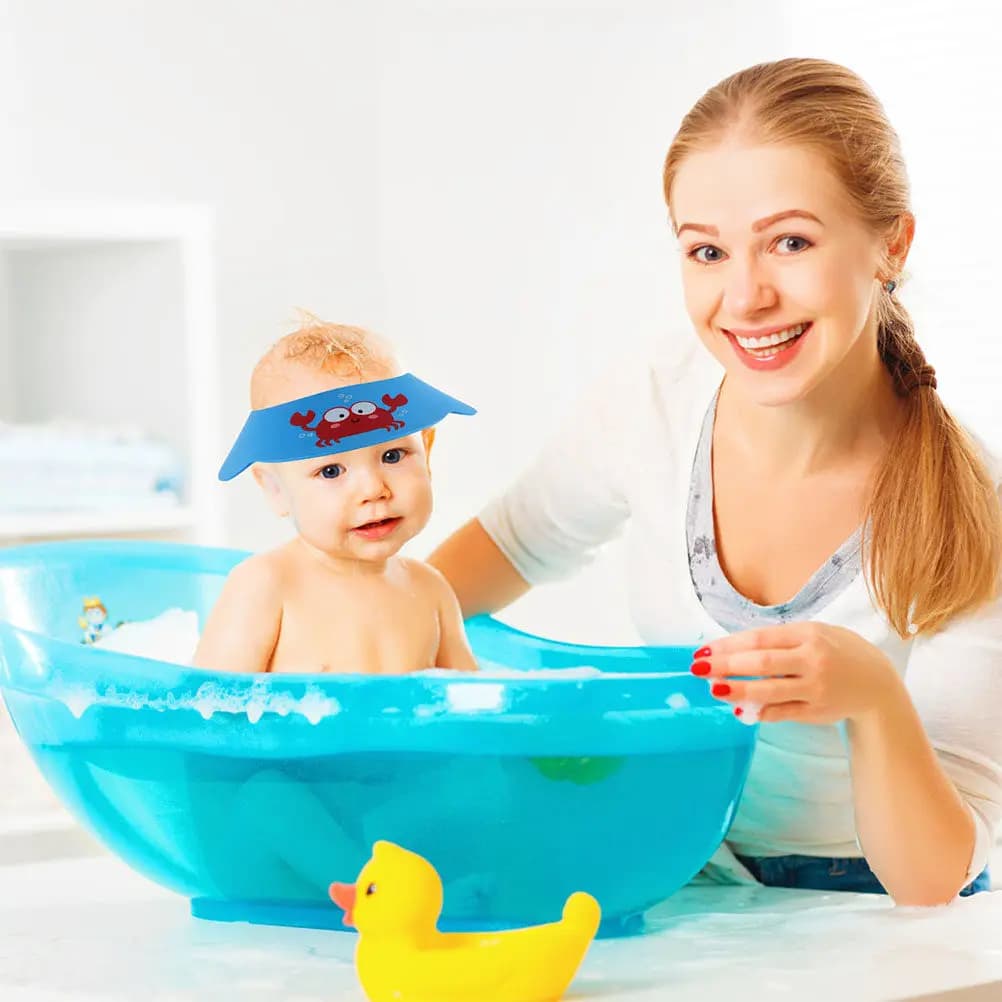 2Pcs Thickened Kids Washing Shield Adjustable Baby Shampoo Bath Cap Infant Shower Hat Hair Wash Protection Bathing Swimming
