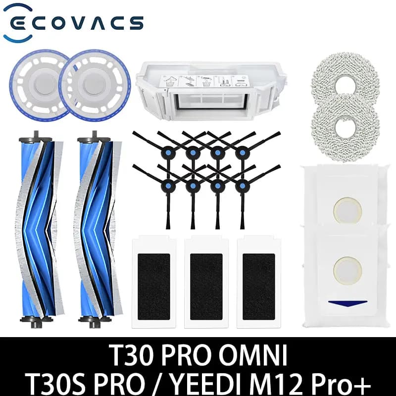 Misura Per Ecovacs T30 Pro Omni / T30 OMNI, YEEDI M12 ULTRA PLUS / M12 Pro + Parti Rullo Principale Spazzola Laterale Filtro Sacchetto per la Polvere Mop Panno